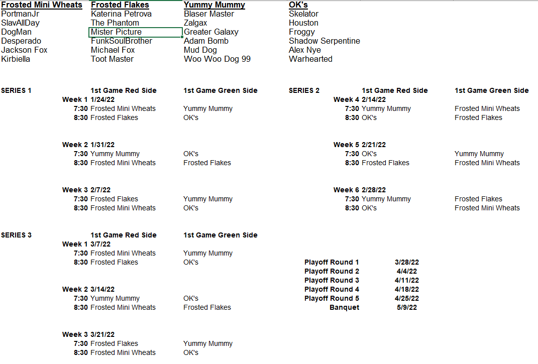 2022 league schedule